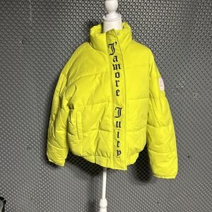 Women's‎ Juicy Couture Puffer Jacket Onyx Yellow Neon Size Medium New With Tags